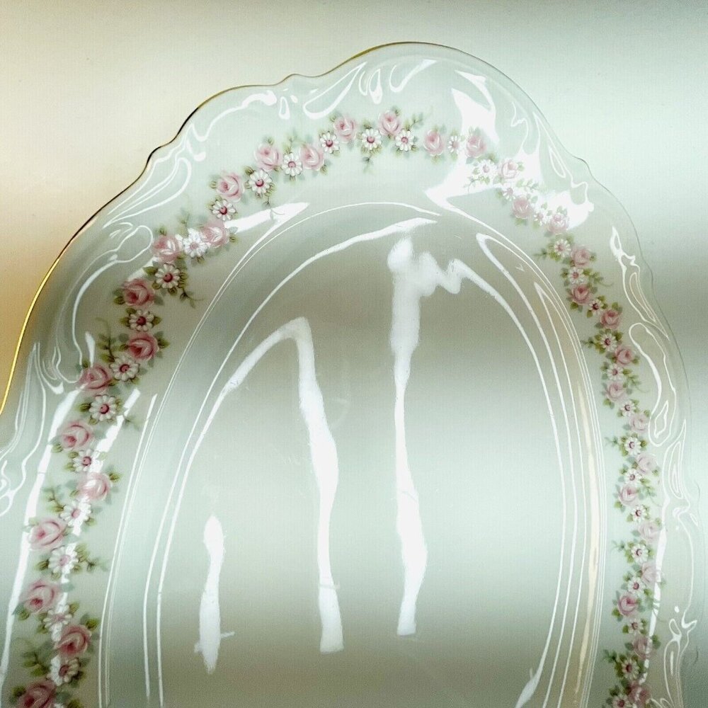 Vintage MITTERTEICH 15" Oval Serving Platter LADY BEATRICE Gilded Rims Germany - Picture 10 of 16